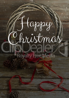 merry Christmas text on Christmas background with snow