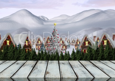 Wooden floor with Christmas theme background