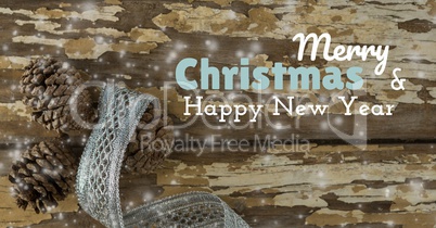 merry Christmas and happy new year text on Christmas background with snow