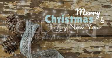 merry Christmas and happy new year text on Christmas background with snow