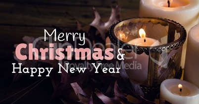 merry Christmas and happy new year text on Christmas background