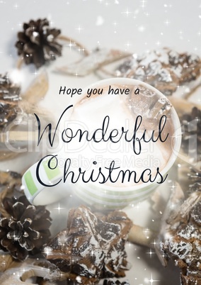 merry Christmas text on Christmas background with snow