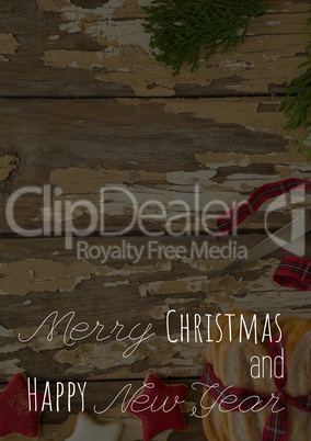 merry Christmas and happy new year text on Christmas background