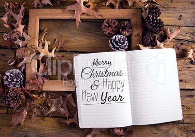 merry Christmas and happy new year text on Christmas background