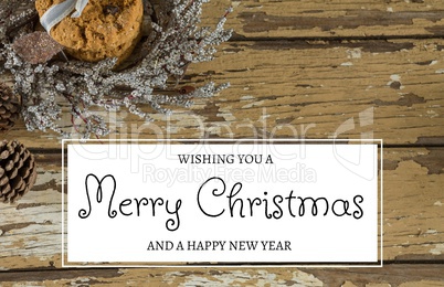 merry Christmas and happy new year text on Christmas background