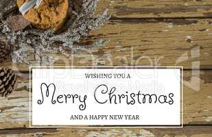 merry Christmas and happy new year text on Christmas background