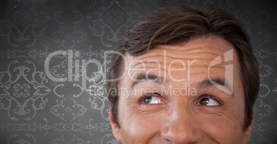 Man looking up with wallpaper pattern background