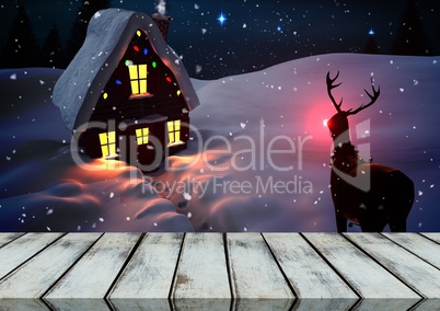 Wooden floor with Christmas theme background