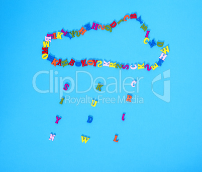 figure of a cloud of multi-colored wooden letters