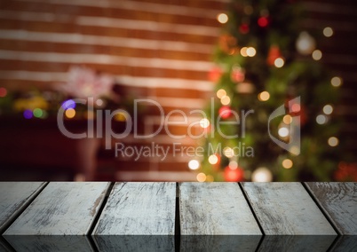 Wooden floor with Christmas theme background