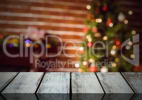 Wooden floor with Christmas theme background