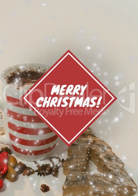 merry Christmas text on Christmas background with snow