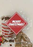 merry Christmas text on Christmas background with snow