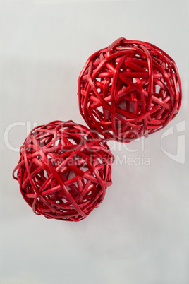 Close up of red wicker ball