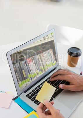 Bookshelf on laptop screen