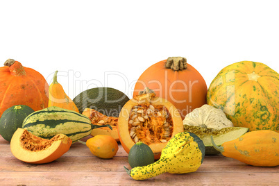 3d render of pumpkins on a wooden table