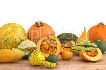3d render of pumpkins on a wooden table