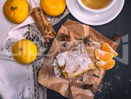 tangerine pie sprinkled with powdered sugar