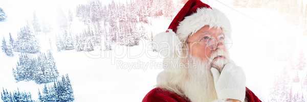 Santa Claus in Winter thinking