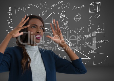 frustrated woman with math background