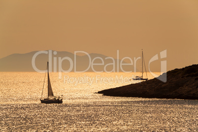 Boats Sailing at Sunset, Hvar Croatia