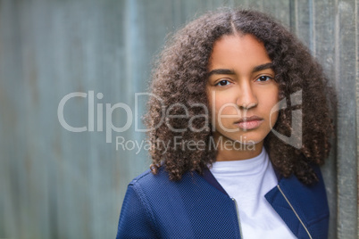 Sad Mixed Race African American Teenager Girl Young Woman