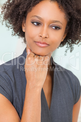 Sad Thoughtful Mixed Race African American Woman or Girl