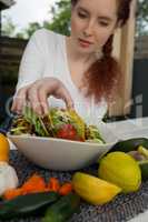 Woman eating mexican food