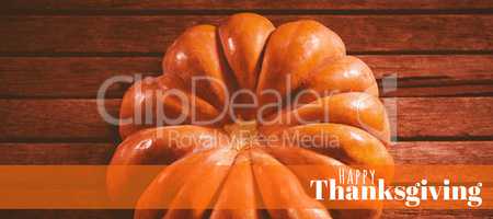 Composite image of digitally generated image of happy thanksgiving text