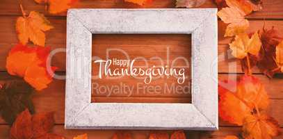 Composite image of illustration of happy thanksgiving day text greeting