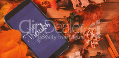 Composite image of thanksgiving greeting text