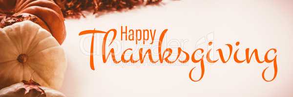 Composite image of illustration of happy thanksgiving day text greeting