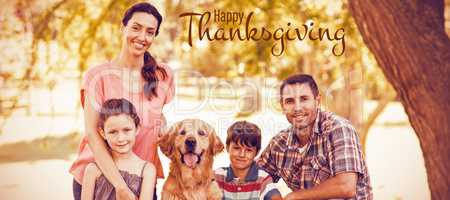 Composite image of illustration of happy thanksgiving day text greeting