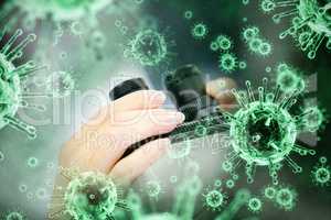 Composite image of digital image of green virus