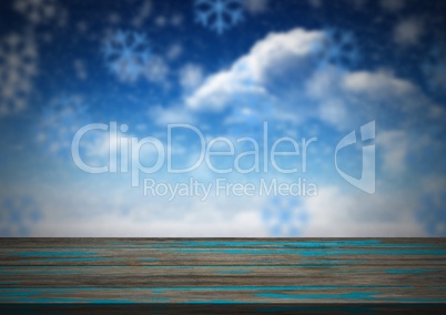 Wooden floor with Christmas theme background