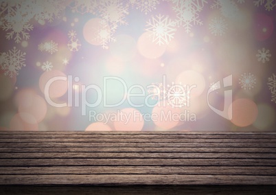 Wooden floor with Christmas theme background