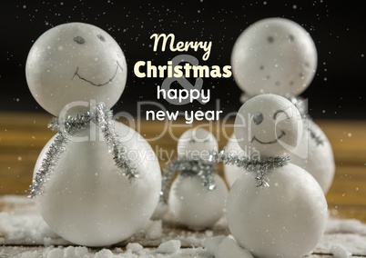 merry Christmas and happy new year text on Christmas background with snow