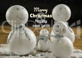 merry Christmas and happy new year text on Christmas background with snow