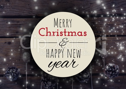 merry Christmas and happy new year text on Christmas background with snow
