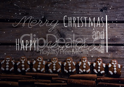 merry Christmas and happy new year text on Christmas background with snow