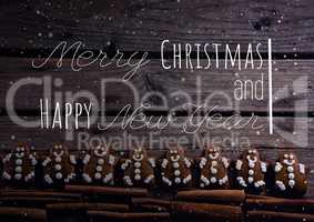 merry Christmas and happy new year text on Christmas background with snow