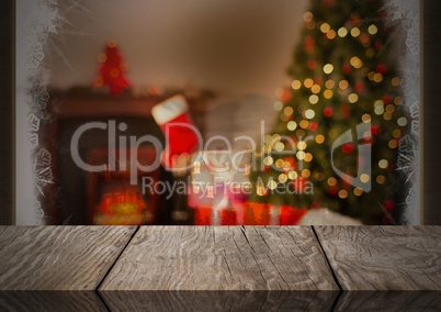 Wooden floor with Christmas theme background