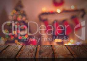 Wooden floor with Christmas theme background