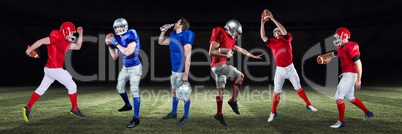 american football players wide on field