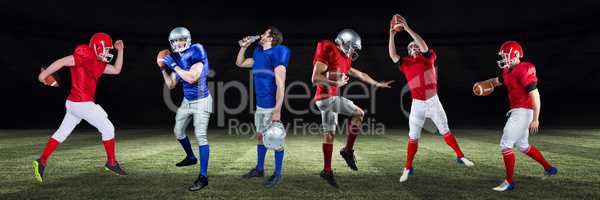 american football players wide on field