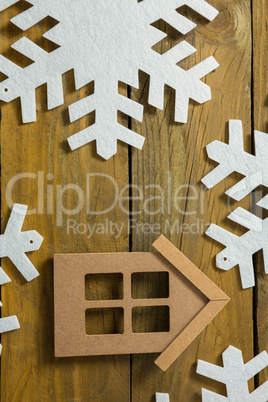 House with snow flake decoration