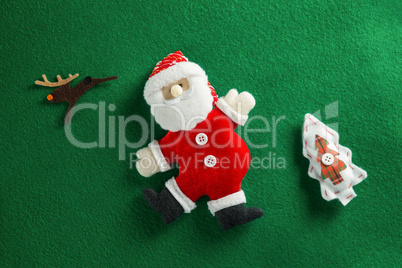 Christmas decoration on green background