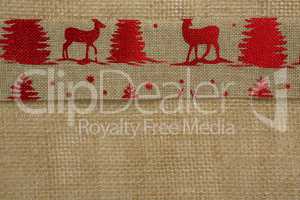 Close up of embroidered burlap