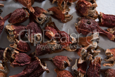 Dried berries on white background