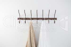 Towels hanging on hook